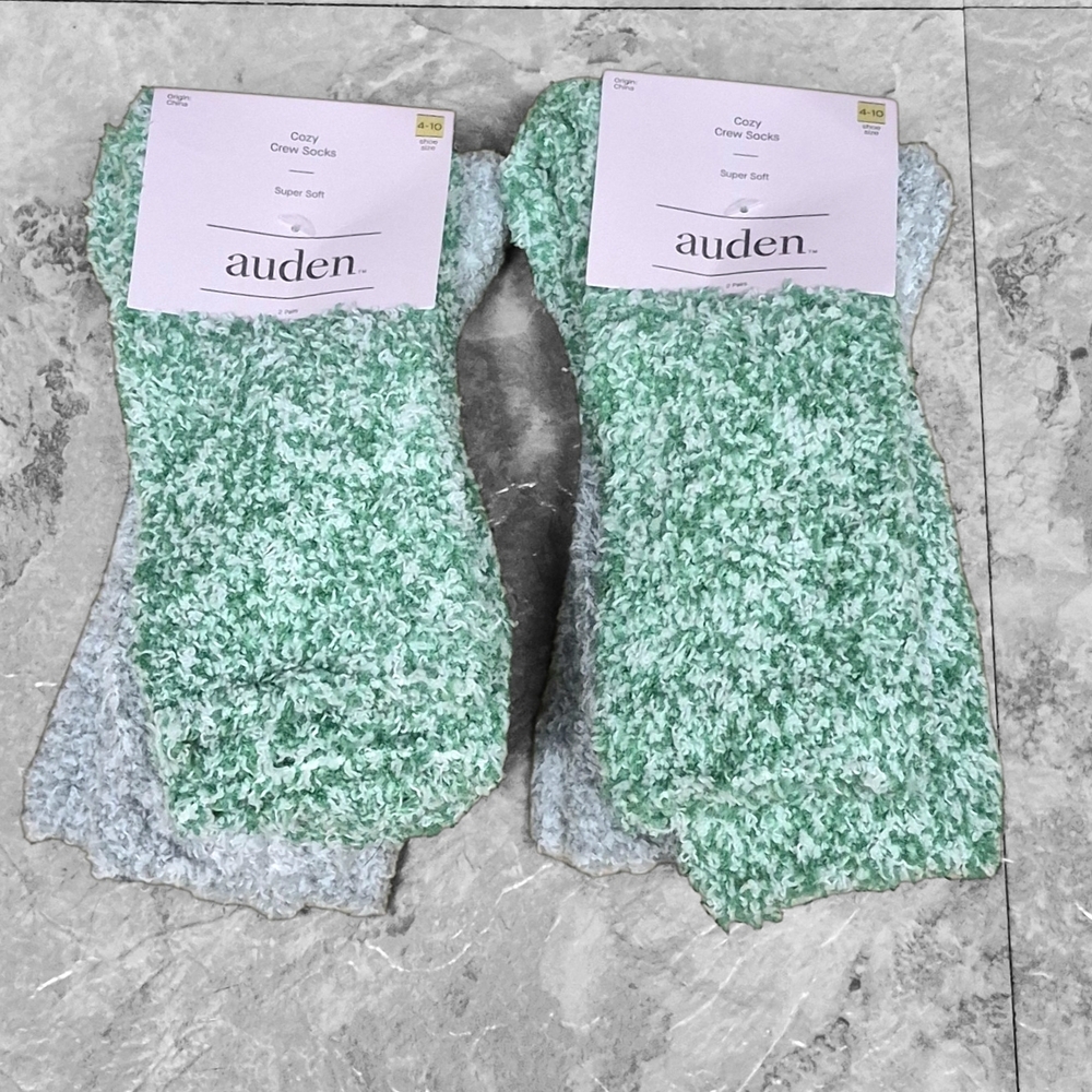 Women's Auden Super SOFT Green and Blue Socks  2 Pairs Fit Shoe Size 4-10